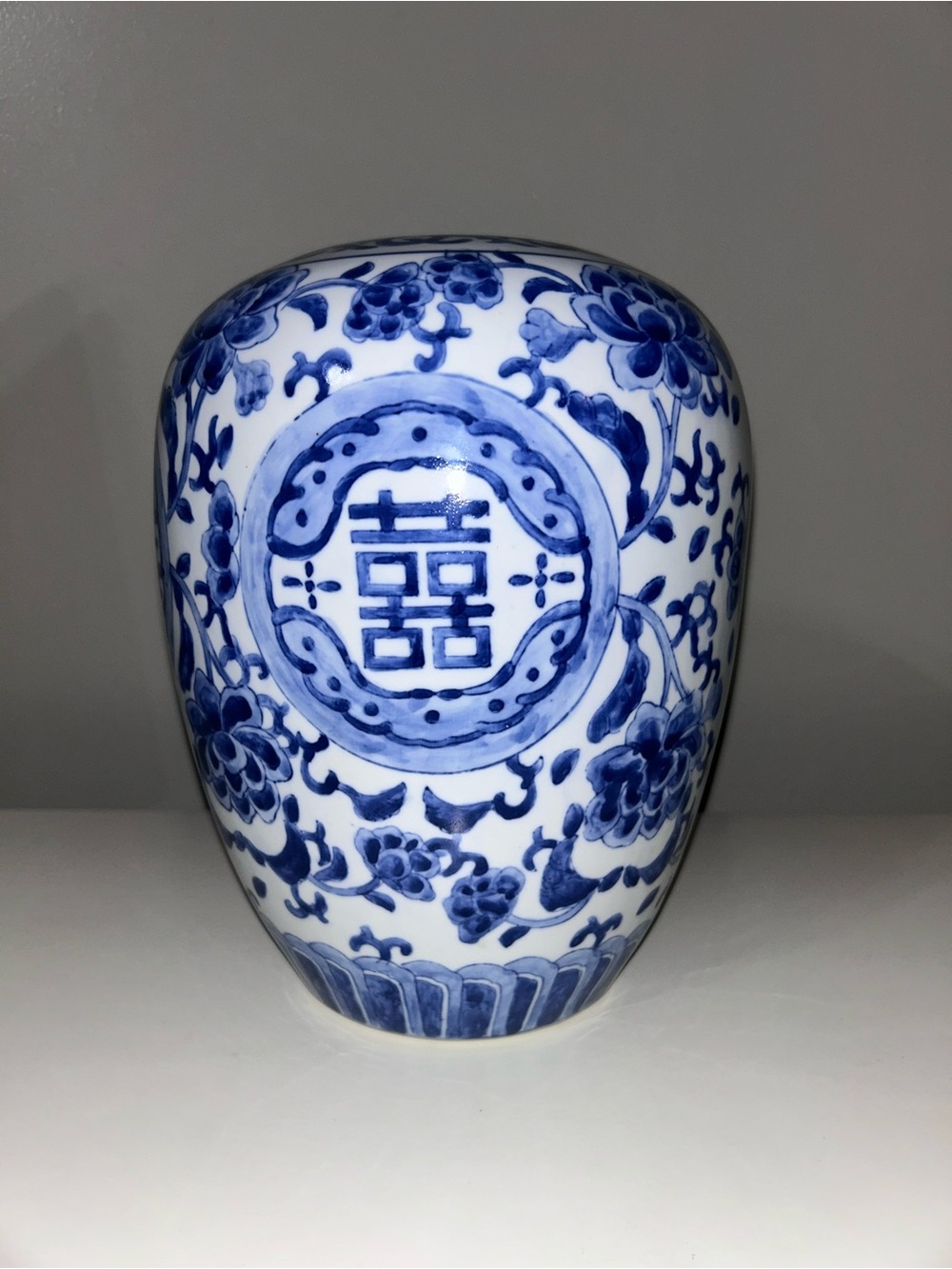 Antique Chinese Qing Blue and White Porcelain Ginger Jar Double Happiness